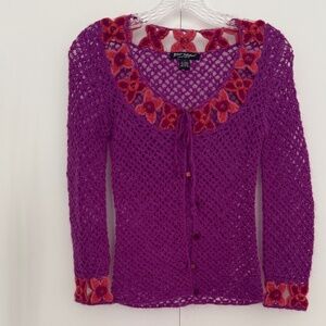 Vintage (90's) Betsey Johnson Flower Detailed Cardigan Size Small